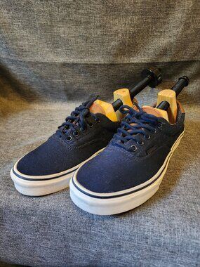 Men's Size 9.5 Vans Off The Wall 500714 Navy Blue Canvas Lace Up Shoes